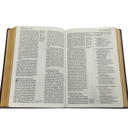 NKJV, Reference Bible, Center-Column Giant Print, Leather-Look, Burgundy, Red Letter Edition, Comfort Print | Study Bible, Reference Bible | Holy