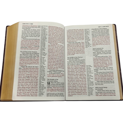 NKJV, Reference Bible, Center-Column Giant Print, Leather-Look, Burgundy, Red Letter Edition, Comfort Print | Study Bible, Reference Bible | Holy