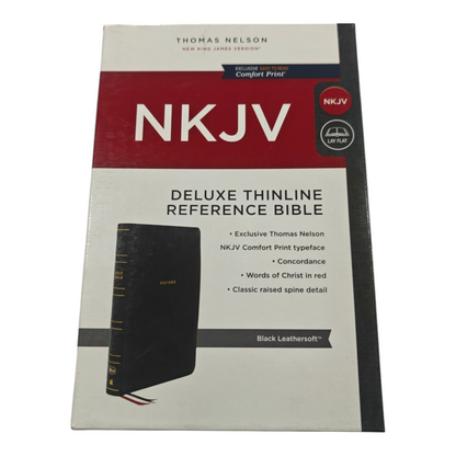 NKJV Thinline Reference Bible, Leather-Look, Burgundy, Red Letter Edition, Comfort Print | Study Bible, Reference Bible | Holy Bible