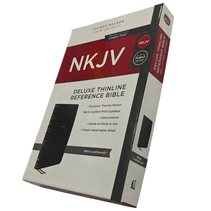 NKJV Thinline Reference Bible, Leather-Look, Burgundy, Red Letter Edition, Comfort Print | Study Bible, Reference Bible | Holy Bible