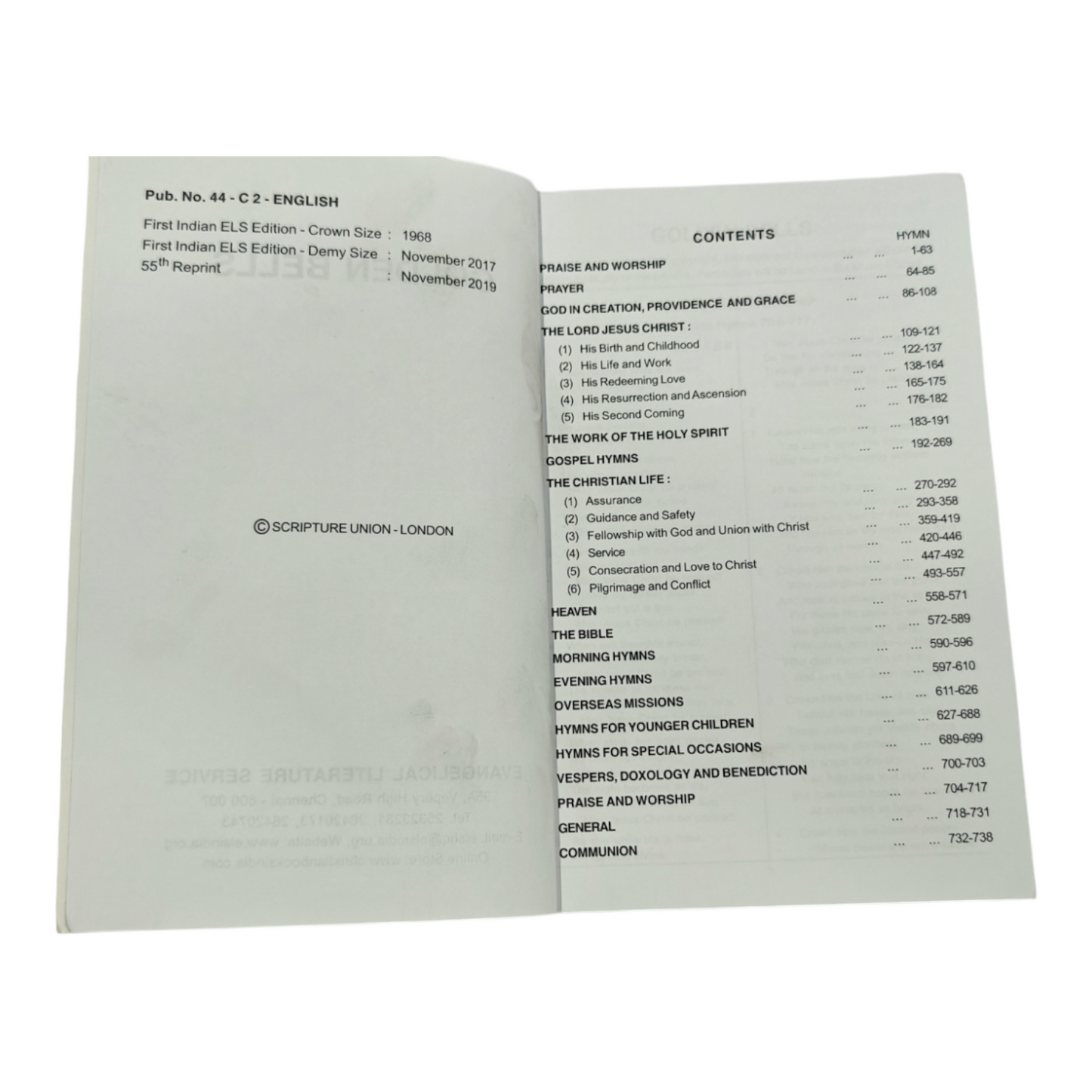 Golden Bells Hymns with Complete Wedding Mass | Songbook, Hymnal | English Christian Book