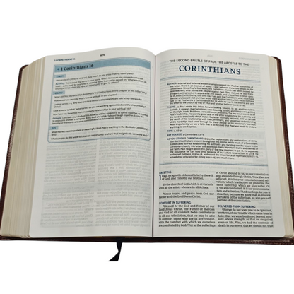 NKJV, The Bible Study Bible, Leathersoft, Brown, Comfort Print: A Study Guide for Every Chapter of the Bible | Study Bible, Reference Bible | Holy