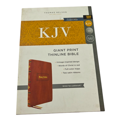 KJV Giant Print Thinline Bible Vintage Series Leathersoft Tan Red Letter Comfort Print | English Bible, Holy Bible