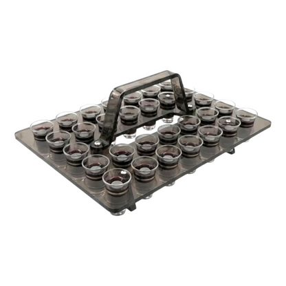 Elegant 30-Holes Black Communion Tray with 50 Transparent Communion Cups, Modern Smoke-Black Acrylic Holy Communion Set | Communion Tray, Communion