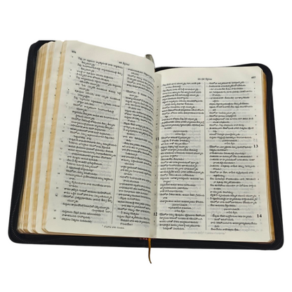 Telugu Holy Bible with Golden Zip, Leather-Bound Telugu Bible with Gold Edges, Thumb Index & Zipper (Old & New Testament) | Regional Bible, Holy Bible