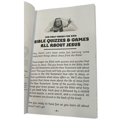 Our Daily Bread for Kids Bible Quizzes & Games: All About Jesus by Crystal Bowman & Teri McKinley | 20 Quizzes and 60 Games | English Christian Book