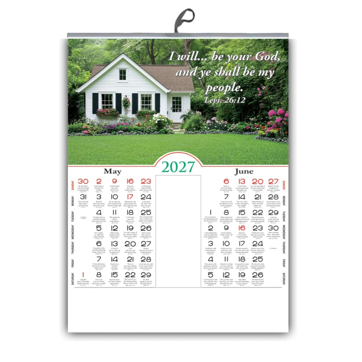 2027 English Bible Verse Wall Calendar – A Beautiful Year with God Scenery, Large 18 × 25