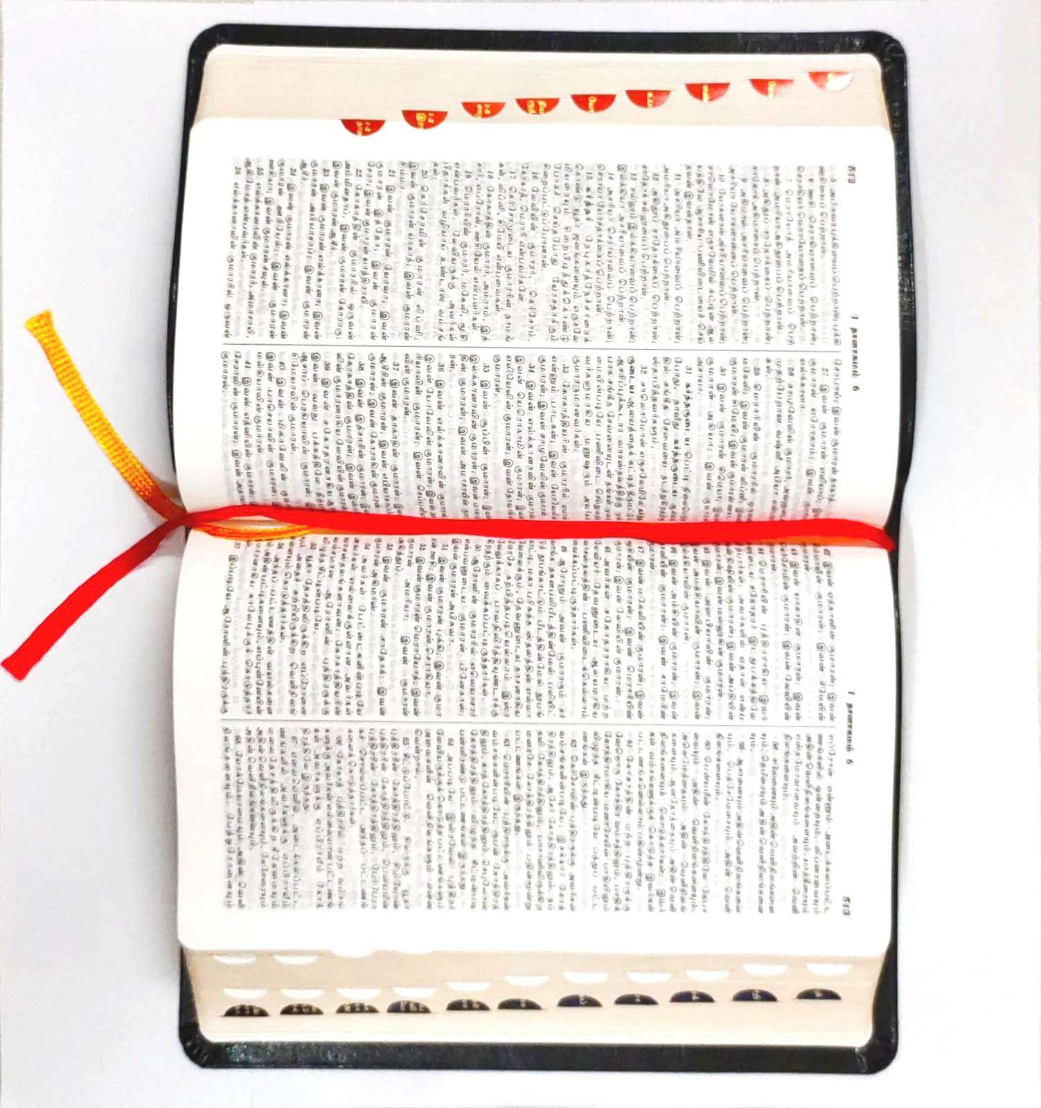 Tamil Bible OV 45 Open Korean Print Edition - Black Leather Bound with Thumb Index (ISBN 9788122130928)