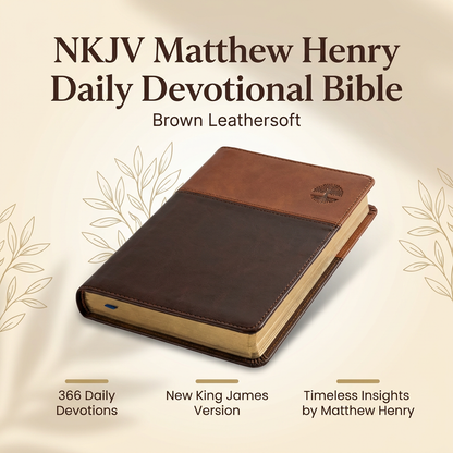 NKJV Matthew Henry Daily Devotional Bible - Brown Leathersoft (New King James Version) | English Bible, Holy Bible