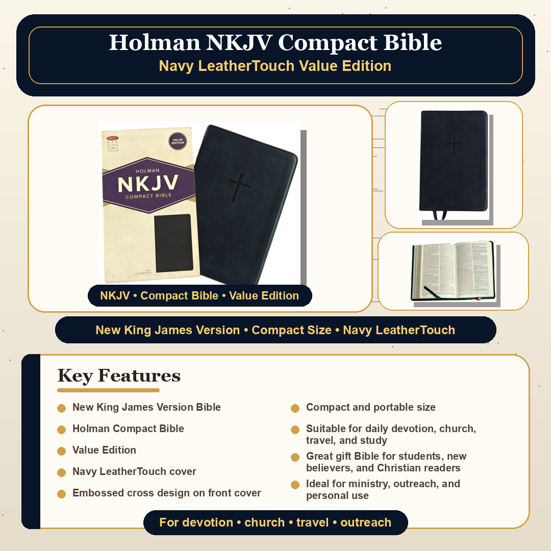Holman NKJV Compact Bible, Value Edition | Holman NKJV Compact Bible, Value Edition – Navy LeatherTouch | Holy Bible