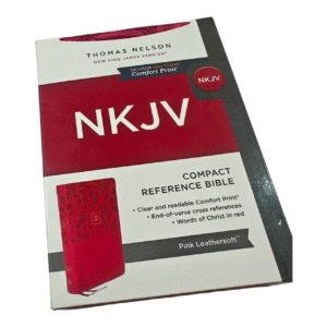 NKJV Compact Reference Bible, Pink Leathersoft – Red Letter, End-of-Page References, Comfort Print, Portable
