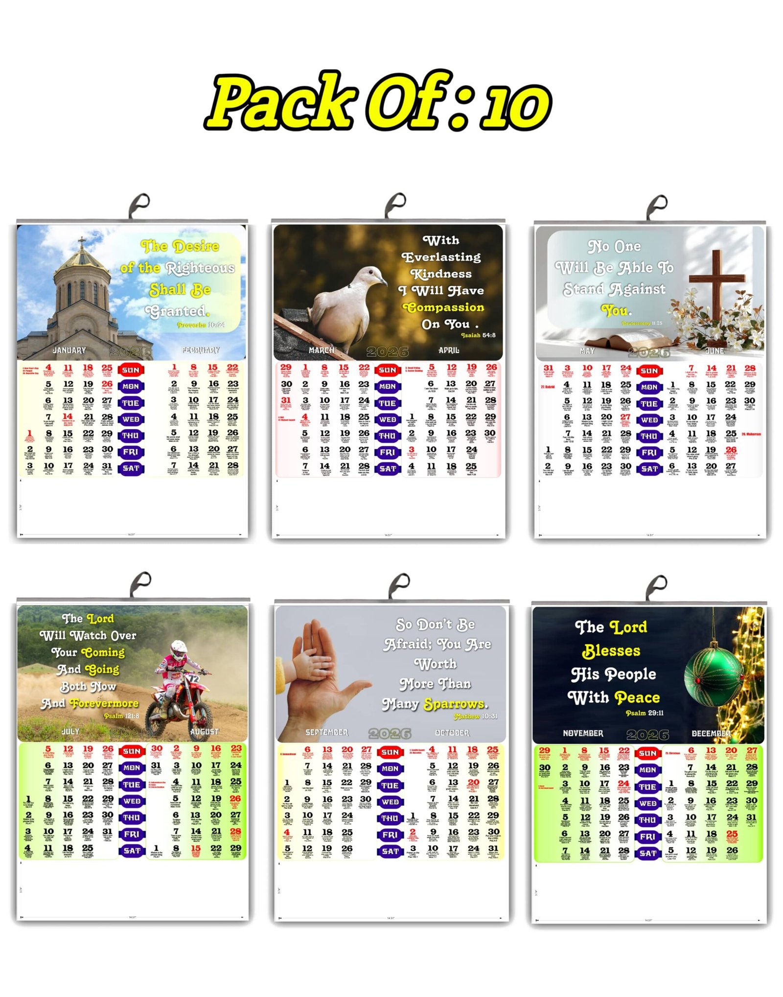 Graceful 2026 English Bible Verse Calendar | Flowers and Baby Photography | Christian Wall Calendar 3‑Page Small Format Gloss Finish - 10