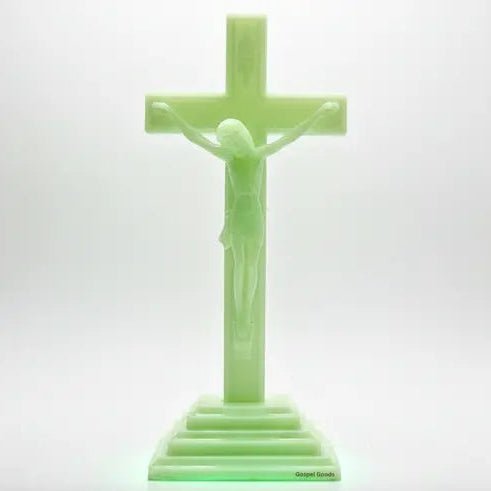 Luminous Radium Praying Hands and Christian Cross Religious Decor