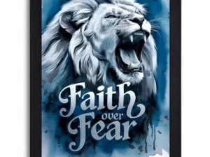 Faith Over Fear Bible Verse Christian Wall Art - Framed Jesus Christ Poster Decor