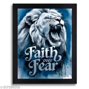 Faith Over Fear Bible Verse Christian Wall Art - Framed Jesus Christ Poster Decor