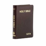 NIV Compact Holy Bible with gold edge and burgundy cover in a compact size.