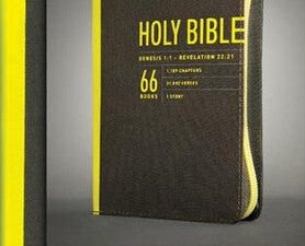 Grey and yellow canvas edition of the NLT Zips Bible, a high-quality spiritual resource for readers.