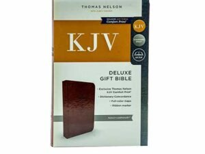 Deluxe gift edition of the KJV Bible in brown leathersoft with red letter Comfort Print