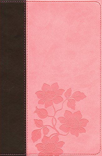 NLT Slimline Center Column Reference Bible, Indexed in dark brown and pink flowers TuTone leather-like material