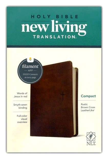 NLT Compact Bible, Filament Enabled Edition: Rustic Brown Cross Design, LeatherLike Cover (ISBN: 9781496455482)