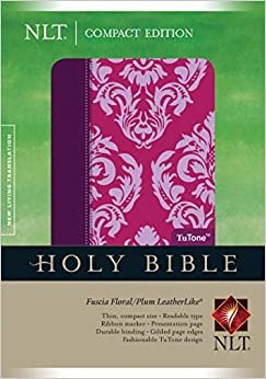 NLT Compact Tutone Fuchsia Floral/Plum Study Bible with bookmarks and notes