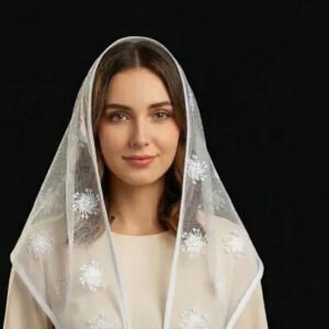 White Christian Triangle Net Veil Scarf for Church and Gospel Services