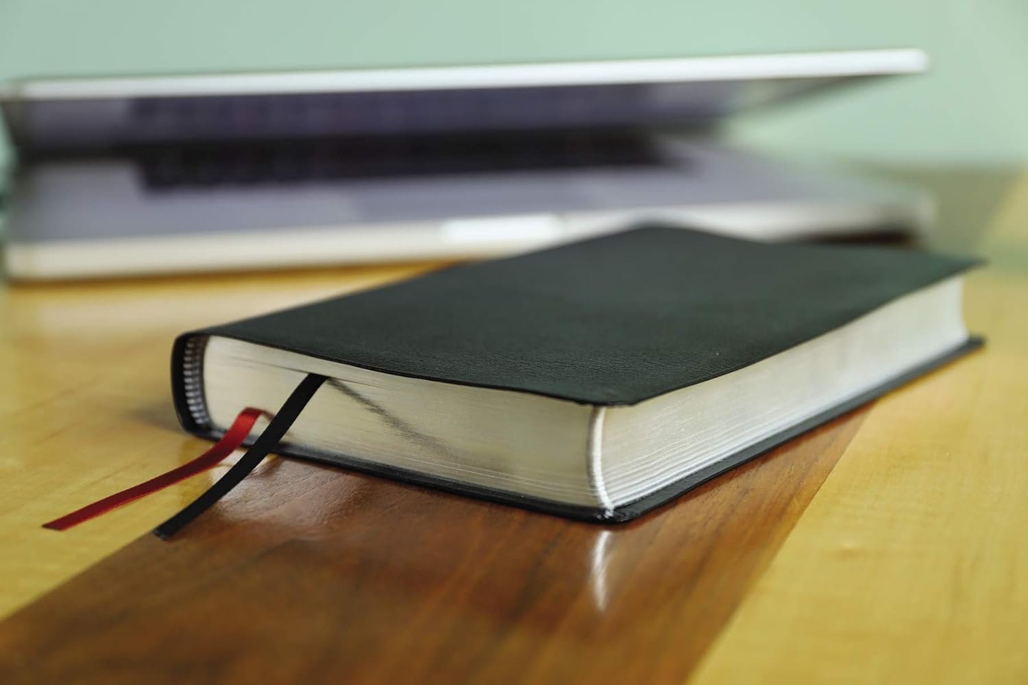 Black bonded leather NIV Thinline Reference Bible with red letter edition and comfort print