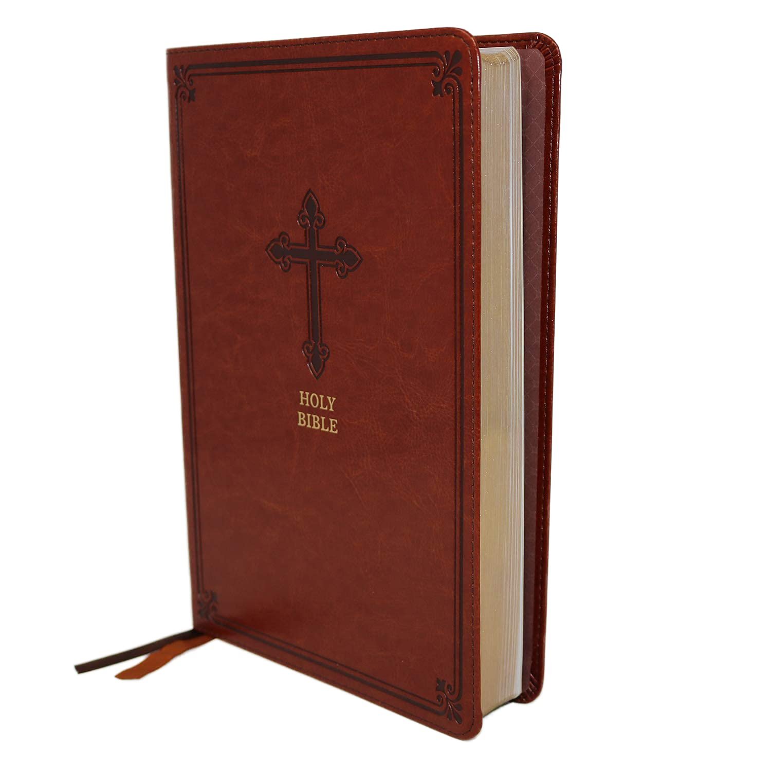 KJV Thinline Bible Leathersoft Brown Red Letter Imitation Leather - Normal
