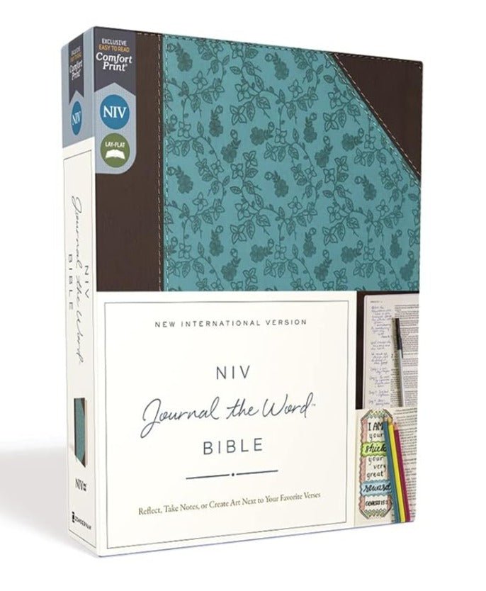 Holy Bible: New International Version, Journal The Word Bible, Imitation Leather, Red Letter Edition, Comfort Print; Reflect, Take Notes,