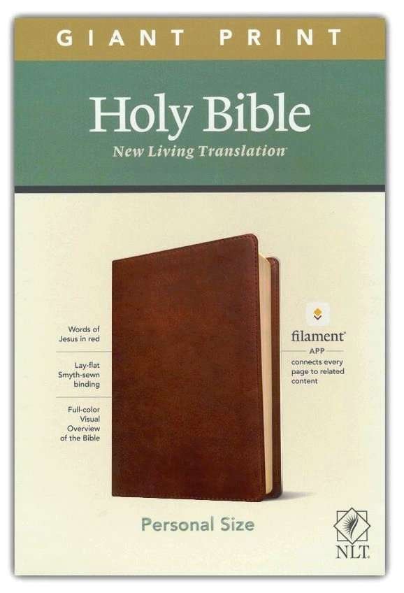 NLT Giant Print Personal Size Bible, Rustic Brown Soft Leather Cover