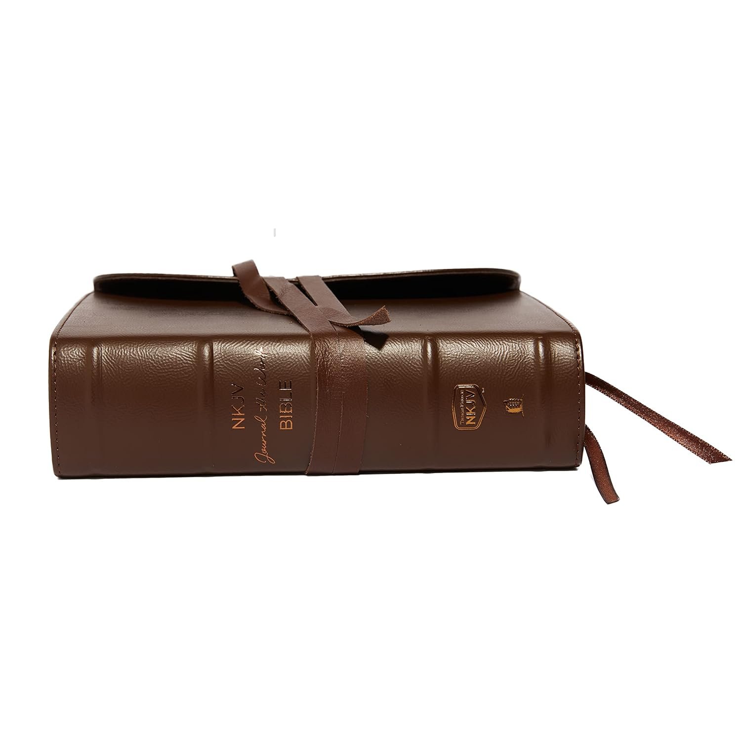 NKJV, Journal the Word Bible, Bonded Leather, Brown, Red Letter, Comfort Print: Reflect, Journal, or Create Art Next to Your Favorite Verses Bonded Leather – Import
