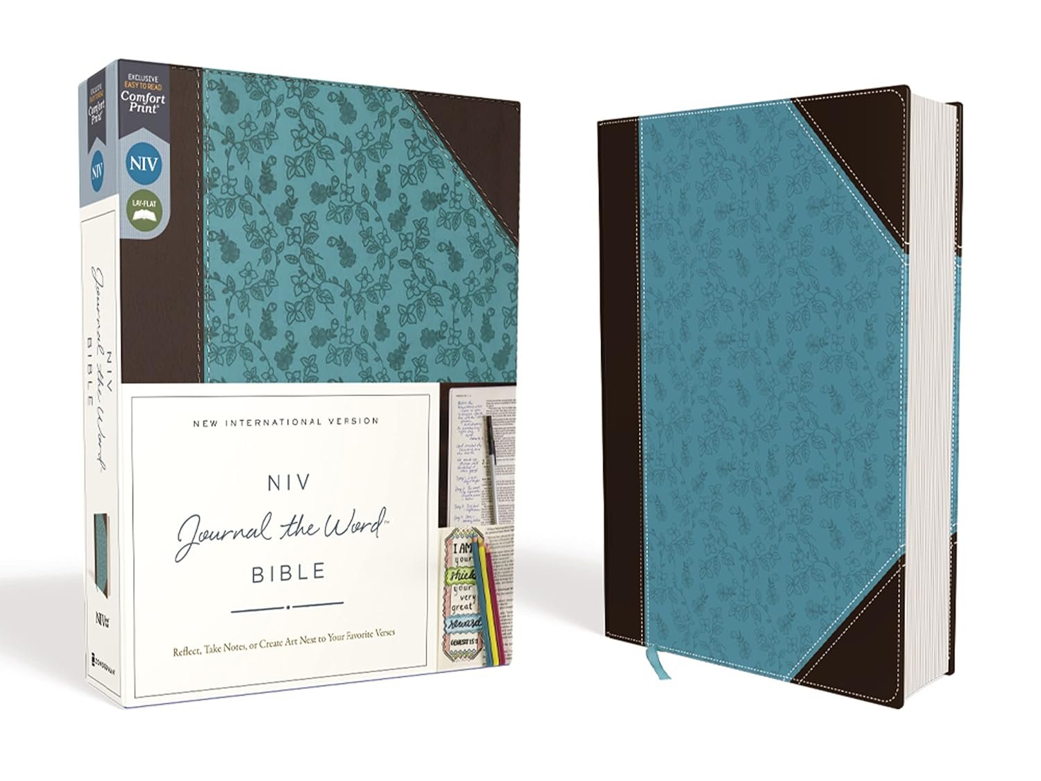 Holy Bible: New International Version, Journal The Word Bible, Imitation Leather, Red Letter Edition, Comfort Print; Reflect, Take Notes,