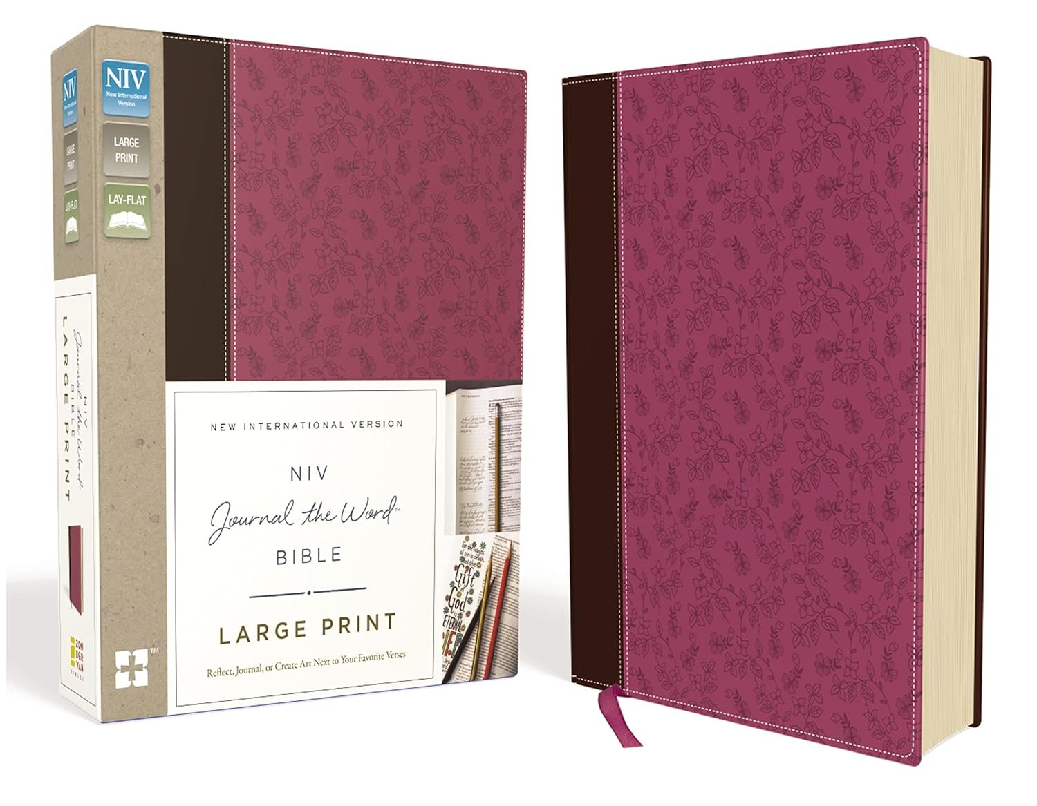 Holy Bible: New International Version, Journal The Word Bible, Imitation Leather, Red Letter Edition, Comfort Print; Reflect, Take Notes,