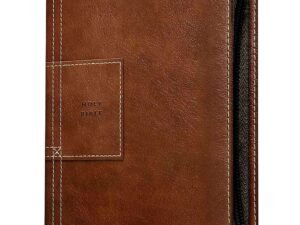 NLT New Living Translation Thinline Reference Bible, Atlas Rustic Brown Zippered Leather-Like Cover