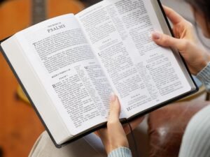 KJV Large Print Center-Column Reference Bible in Leathersoft Purple Leather Cover