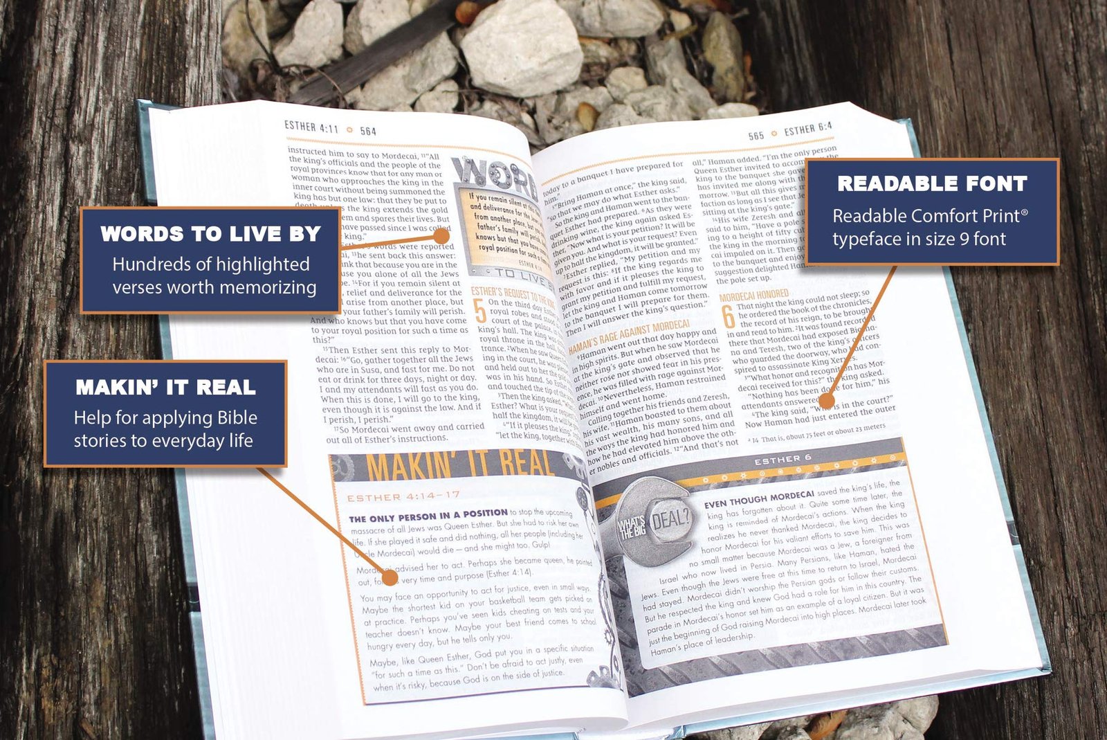 Close-up of the NIV Boys' Bible with Comfort Print, a hardcover Bible for boys