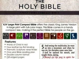 KJV Large Print Compact Bible, Brown Leather-Soft Cover with Zipper Closure (ISBN: 9781642728651)