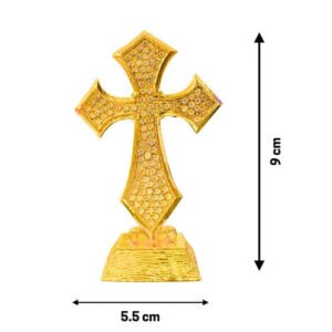 Gold-Plated Christian Cross Dashboard Ornament for Car and Home Decor