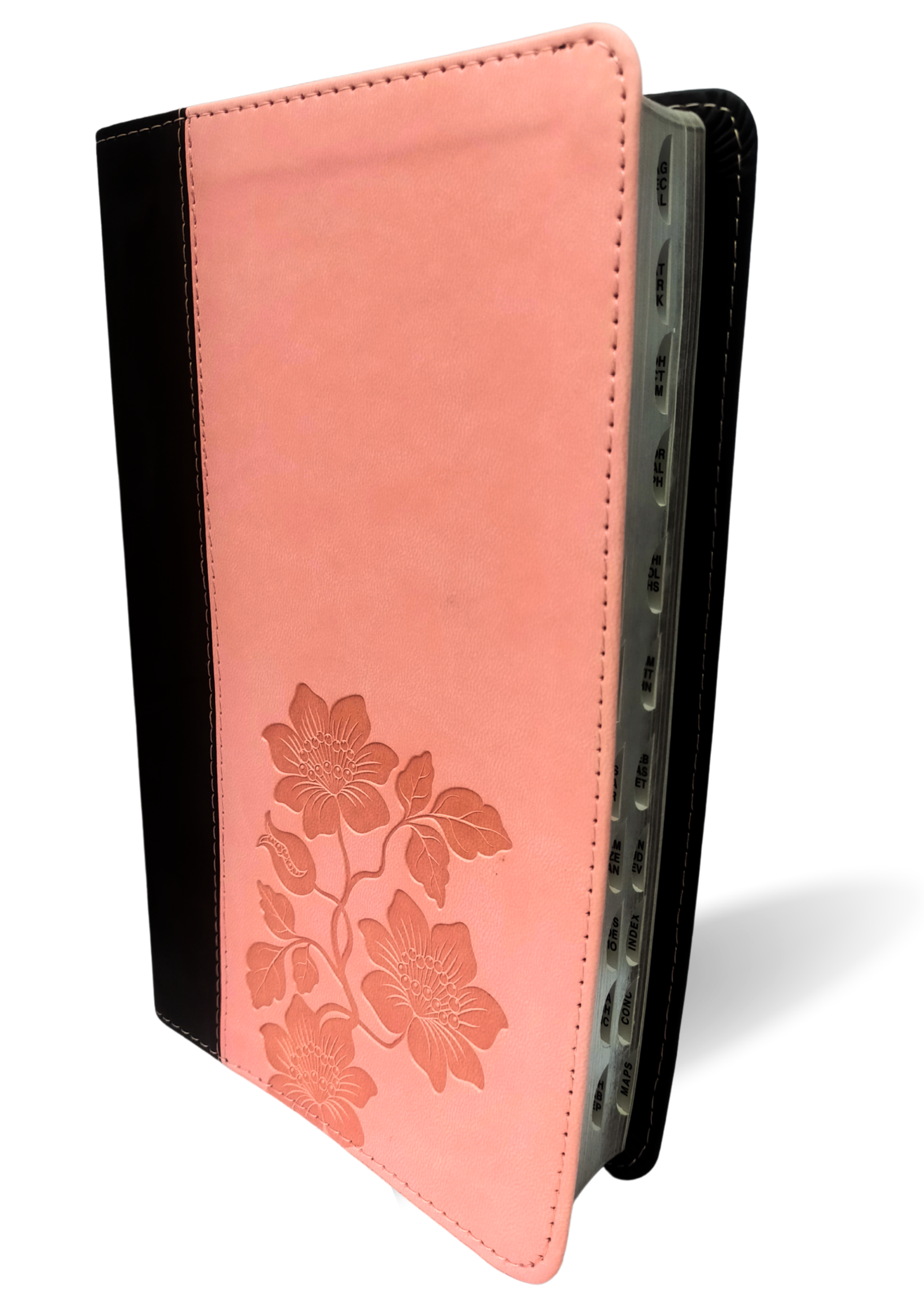 NLT Slimline Center Column Reference Bible, Indexed: New Living Translation Dark Brown / Pink Flowers TuTone LeatherLike Slimline Center Column Reference (Slimline Reference: NLTse)