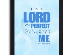 Psalms 138:8 Bible Verse Wall Art, Elegant Black Frame with Deep Blue Background