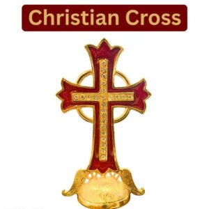 Gold-Plated Christian Cross Dashboard Ornament for Car and Home Decor