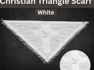 White Christian Triangle Head Scarf with Jesus Cross Design