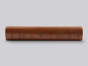 ESV Pocket Bible with Truetone imitation leather chestnut cover open