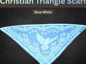 Christian Triangle Scarf - Blue and White 'Jesus Loves You' Gospel Head Veil