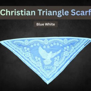 Christian Triangle Scarf - Blue and White 'Jesus Loves You' Gospel Head Veil