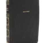 New King James Version Giant Print Thinline Bible in black leathersoft binding with thumb indexed red letter comfort print.