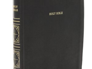 New King James Version Giant Print Thinline Bible in black leathersoft binding with thumb indexed red letter comfort print.