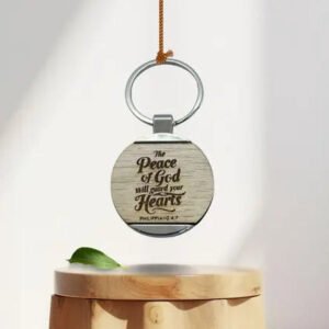 Christian Cross Engraved Metal Keychain