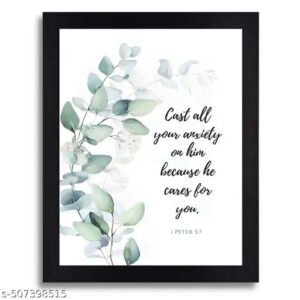 1 Peter 5:7 Bible Verse Wall Art - Christian Decor Framed Poster Featuring 'Cast All Your Anxiety on Him'