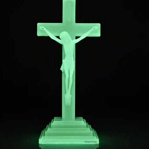 Luminous Radium Praying Hands and Christian Cross Religious Decor